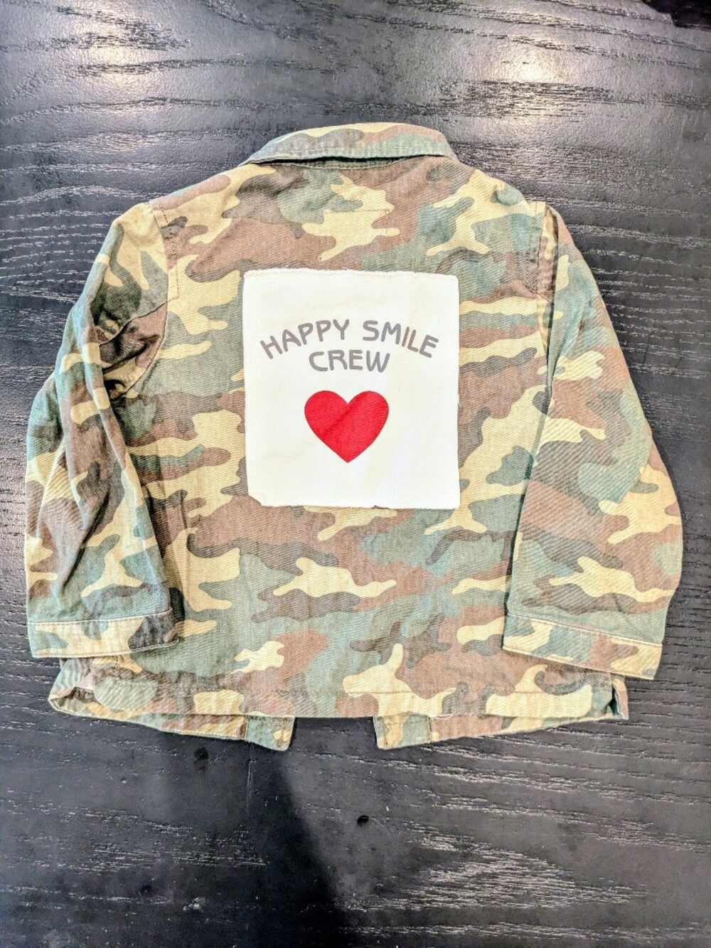 Zara "Happy Smile Crew" Camo Jacket, Size 2/3 - Picture 1 of 5